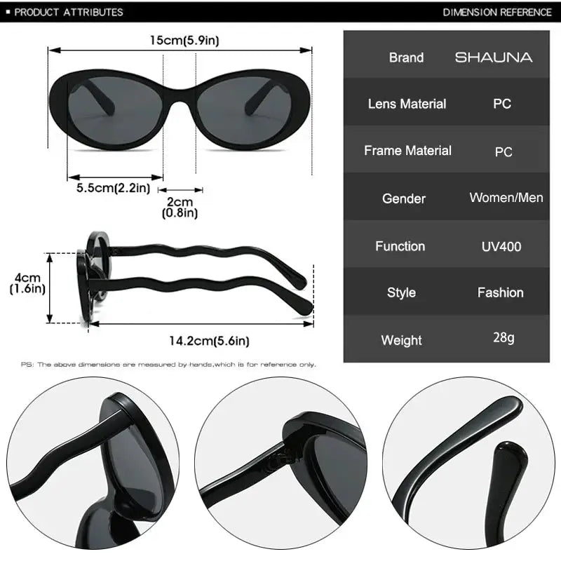 SHAUNA oval sunglasses with black frame and gradient UV400 lenses; unisex fashion shades – Astroshadez