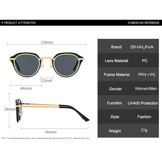 Sunglasses SHAUNA oval frame, gold metal with dark lenses, fashion UV400 – Astroshadez
