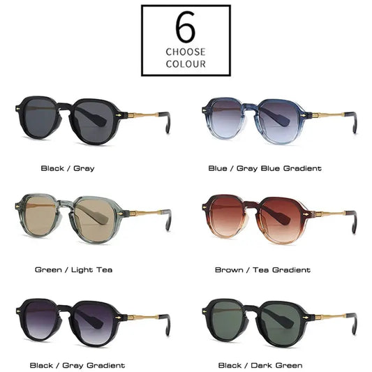 SHAUNA Retro Oval sunglasses; six frame colorways, rivet accents, gradient UV400 lenses – Astroshadez