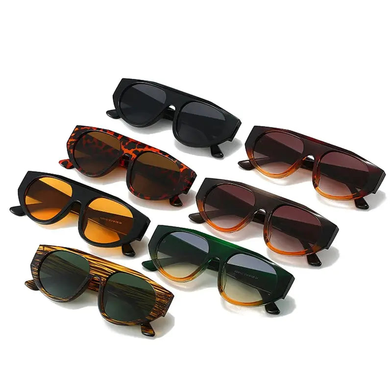 SHAUNA retro pilot sunglasses set in black, tortoiseshell, and green frames with gradient lenses – Astroshadez