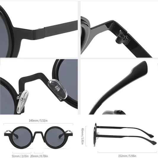 SHAUNA retro small round metal sunglasses with double-color frame and gray tinted UV400 lenses– Astroshadez