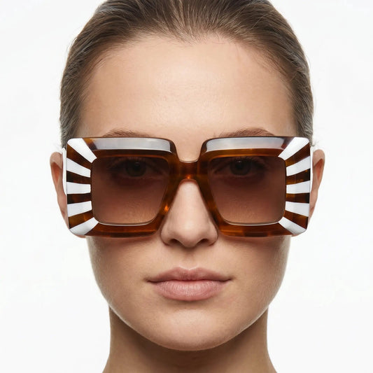 Aurelius tortoiseshell oversized square gradient sunglasses with brown gradient lenses – Astroshadez