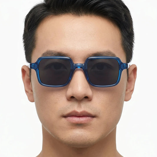 Aethrios blue acetate square polarized sunglasses with dark lenses – Astroshadez