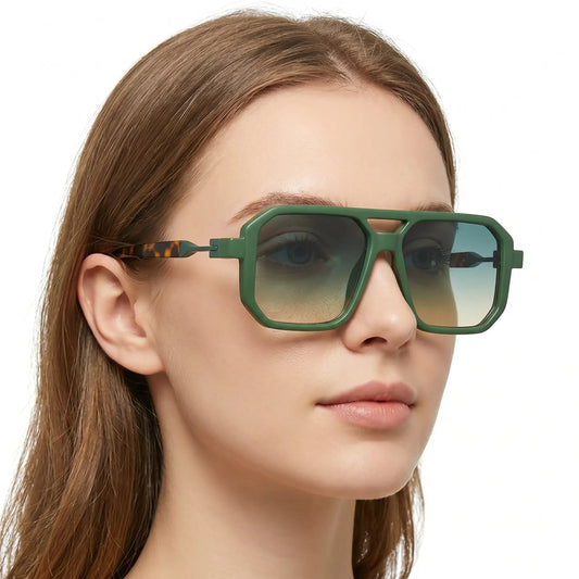 Valorien green acetate square sunglasses with gradient lenses – Astroshadez