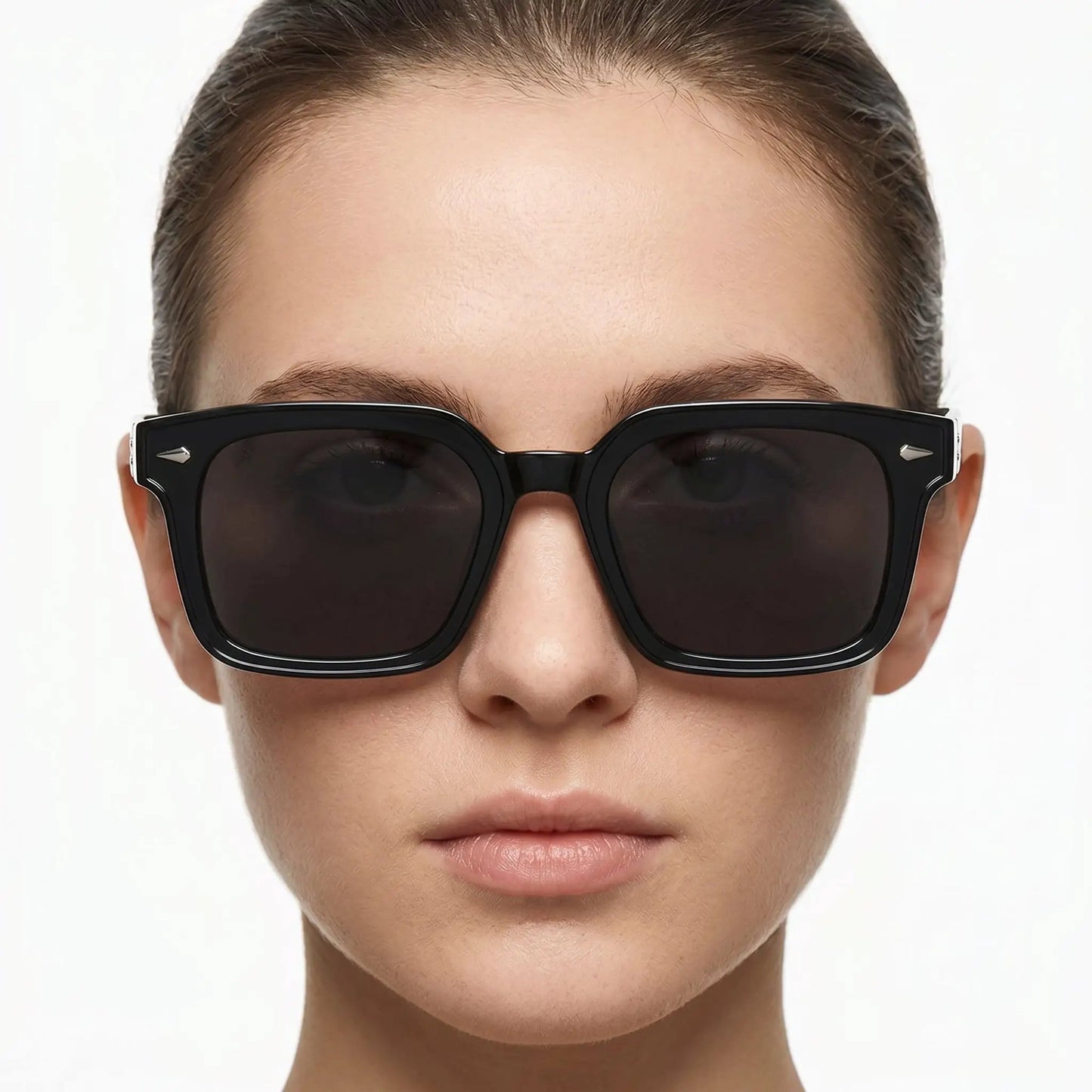 Velora Black Polarized Square Sunglasses with black frames and dark lenses – Astroshadez