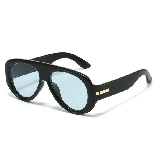 Aurexis Matte Black Blue Mirrored Oversized Sunglasses Astroshadez by ASTROSHADEZ.COM