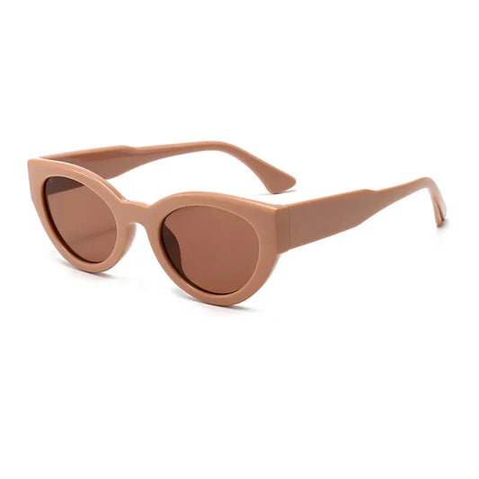 SHAUNA Retro Women Cat Eye Sunglasses, peach-pink frame with brown lenses, jelly style – Astroshadez