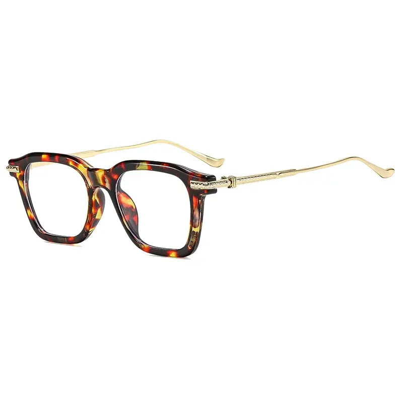 SHAUNA retro square sunglasses with tortoiseshell frame, gold temples and clear UV400 lenses – Astroshadez