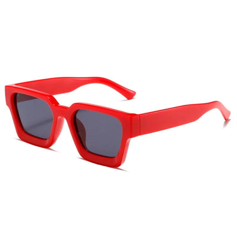 SHAUNA Retro Square Sunglasses Thick Frame Enhanced Metal Hinge UV400