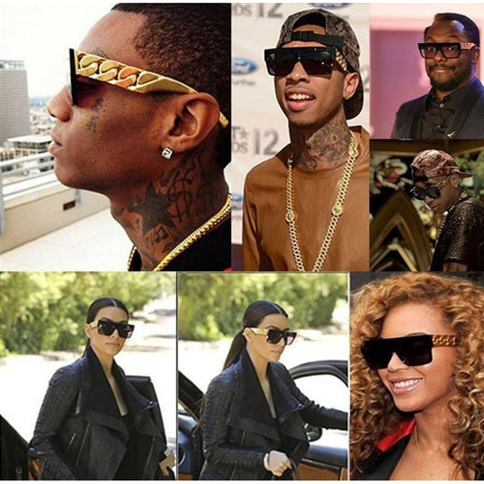 Unisex 'Tyga Rick Ross Beyonce' Gold Chain Sunglasses Astroshadez-Sunglasses-Astroshadez-ASTROSHADEZ.COM