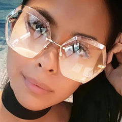 Womens 'Modena' Rimless Circular 2-Tone Colored Lens Sunglasses Astroshadez-Women's Sunglasses-Astroshadez-ASTROSHADEZ.COM