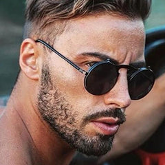 Unisex 'Castaic' Flip Lens Round Vintage Sunglasses Astroshadez-Sunglasses-Astroshadez-ASTROSHADEZ.COM