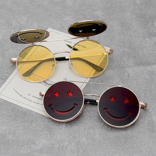 Unisex 'Smiley Face' Flip Lens Funny Happy Sunglasses Astroshadez-Sunglasses-Astroshadez-ASTROSHADEZ.COM