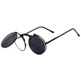 Unisex 'Flex' Vintage Steampunk Sunglasses w/ Flip Lens Astroshadez-ASTROSHADEZ.COM-Black frame w/ black lens-ASTROSHADEZ.COM