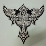 CROSS WINGS MC Biker Patch Set Iron On Vest Jacket Rocker Hells LARGE-ASTROSHADEZ.COM-ASTROSHADEZ.COM