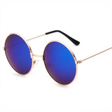 Unisex 'Opium' Retro Round Teashades Circle Sunglasses Astroshadez-ASTROSHADEZ.COM-Gold w/ blue lens-ASTROSHADEZ.COM