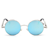Unisex 'Titus' Vintage Retro Round/Circle Teashades Steampunk Sunglasses Astroshadez-ASTROSHADEZ.COM-Silver frame w/ blue lens-ASTROSHADEZ.COM