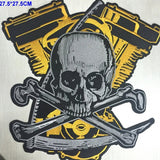 SKULL BONES CROSS GOLD SILVER MC MOTORCYCLE BIKE IRON PATCH LARGE-ASTROSHADEZ.COM-ASTROSHADEZ.COM