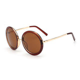 Unisex 'Hello' Circle/Round Retro Teashades Sunglasses Astroshadez-ASTROSHADEZ.COM-Brown w/ Gold Arms-ASTROSHADEZ.COM