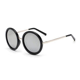 Unisex 'Hello' Circle/Round Retro Teashades Sunglasses Astroshadez-ASTROSHADEZ.COM-Bright Black w/ Silver Lens-ASTROSHADEZ.COM