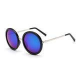 Unisex 'Hello' Circle/Round Retro Teashades Sunglasses Astroshadez-ASTROSHADEZ.COM-Bright Black w/ Green Lens-ASTROSHADEZ.COM