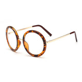 Unisex 'Hello' Circle/Round Retro Teashades Sunglasses Astroshadez-ASTROSHADEZ.COM-Leopard Frame w/ Clear Lens-ASTROSHADEZ.COM