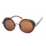 Unisex 'Heritage' Round Circle Side Shield Vintage Retro Sunglasses Astroshadez-ASTROSHADEZ.COM-Brown Frame Brown Lens-ASTROSHADEZ.COM