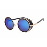 Unisex 'Heritage' Round Circle Side Shield Vintage Retro Sunglasses Astroshadez-ASTROSHADEZ.COM-Gold Frame Blue Lens-ASTROSHADEZ.COM