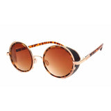 Unisex 'Heritage' Round Circle Side Shield Vintage Retro Sunglasses Astroshadez-ASTROSHADEZ.COM-Leopard Frame Tea Lens-ASTROSHADEZ.COM