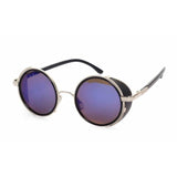 Unisex 'Heritage' Round Circle Side Shield Vintage Retro Sunglasses Astroshadez-ASTROSHADEZ.COM-Silver Frame Blue Lens-ASTROSHADEZ.COM