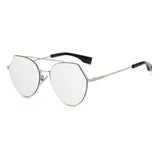 Womens 'Queen Bee' Flat Lens Circle Wire Browline Sunglasses Astroshadez-ASTROSHADEZ.COM-Silver-ASTROSHADEZ.COM