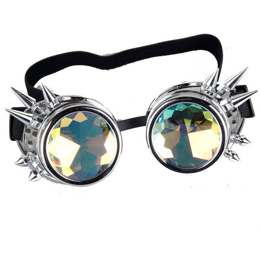 Unisex Kaleidoscope Steampunk Goggles with Spikes-ASTROSHADEZ.COM-Rivet Silver-ASTROSHADEZ.COM