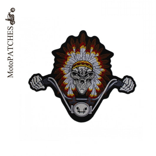 INDIAN HANDLEBAR SKULL MC MOTORCYCLE BIKE IRON PATCH LARGE-ASTROSHADEZ.COM-ASTROSHADEZ.COM