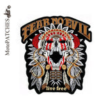FEAR NO EVIL LIVE FREE INDIAN SKULL MC MOTORCYCLE BIKE IRON PATCH LARGE-ASTROSHADEZ.COM-ASTROSHADEZ.COM
