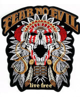 FEAR NO EVIL LIVE FREE INDIAN SKULL MC MOTORCYCLE BIKE IRON PATCH LARGE-ASTROSHADEZ.COM-ASTROSHADEZ.COM