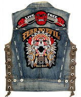 FEAR NO EVIL LIVE FREE INDIAN SKULL MC MOTORCYCLE BIKE IRON PATCH LARGE-ASTROSHADEZ.COM-ASTROSHADEZ.COM