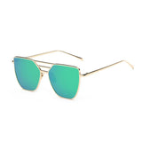 Womens 'Malibu V2' Cateye Reflective Wire Point Sunglasses Astroshadez-ASTROSHADEZ.COM-Gold Frame Green-ASTROSHADEZ.COM