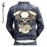 SKULL HEAD SKELETON MC MOTORCYCLE BIKE IRON PATCH LARGE-ASTROSHADEZ.COM-ASTROSHADEZ.COM