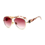 Womens 'French' Oversized Aviator Style Sunglasses Astroshadez-ASTROSHADEZ.COM-Gold Frame Red Grey-ASTROSHADEZ.COM