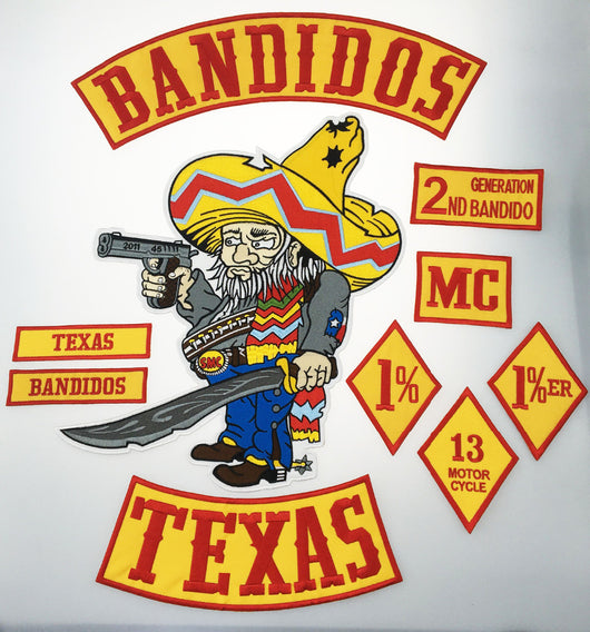 BANDIDOS TEXAS MC PATCH SET MOTORCYCLE KACKET VEST IRON ON-ASTROSHADEZ.COM-ASTROSHADEZ.COM