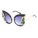 Womens 'Flora' Flower Cateye Sunglasses Astroshadez-ASTROSHADEZ.COM-Black Frame Grey-ASTROSHADEZ.COM