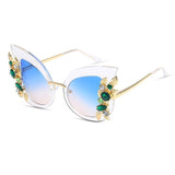Womens 'Flora' Flower Cateye Sunglasses Astroshadez-ASTROSHADEZ.COM-Clear Frame Blue-ASTROSHADEZ.COM