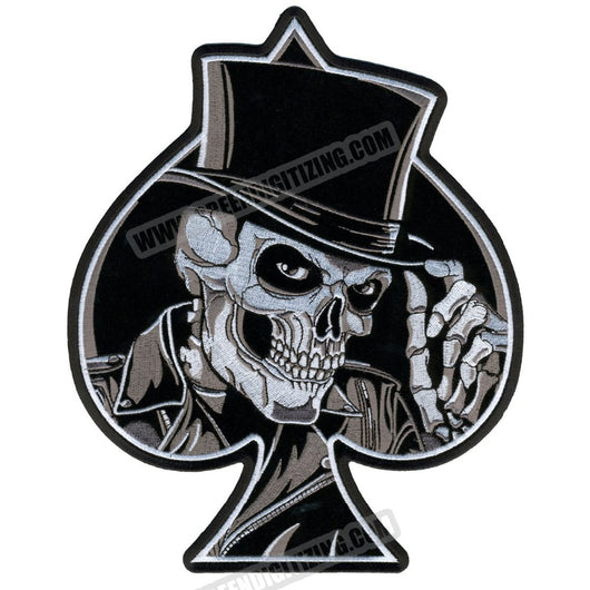 SKULL ACE OF SPADES MC Biker Patch Set Iron On Vest Jacket Rocker LARGE-ASTROSHADEZ.COM-ASTROSHADEZ.COM