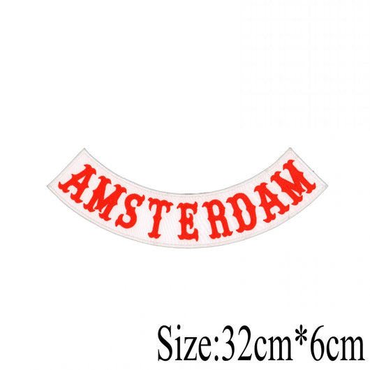 AMSTERDAM MC Biker Patch Set Iron On Vest Jacket Rocker-ASTROSHADEZ.COM-ASTROSHADEZ.COM