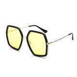 Womens 'Jennifer Lopez' X-Large Square Sunglasses Astroshadez-ASTROSHADEZ.COM-Gold Frame Yellow-ASTROSHADEZ.COM