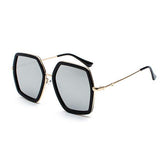 Womens 'Jennifer Lopez' X-Large Square Sunglasses Astroshadez-ASTROSHADEZ.COM-Gold Frame Silver-ASTROSHADEZ.COM