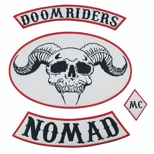 OUTLAW DOOMRIDERS MC CREW BIKE IRON PATCHES PATCH SET-ASTROSHADEZ.COM-ASTROSHADEZ.COM