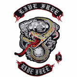 LIVE FREE RIDE FREE SNAKE MC CREW BIKE IRON PATCHES PATCH SET-ASTROSHADEZ.COM-ASTROSHADEZ.COM