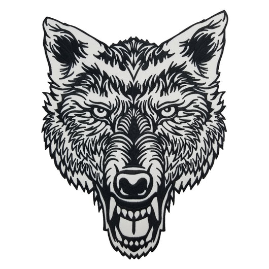 Lone Wolf Head Tattoo MC Biker Patch Set Iron On Vest Jacket Rocker Hells LARGE XL-ASTROSHADEZ.COM-ASTROSHADEZ.COM