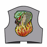COBRA SNAKE GREEN FIRE FLAMES MC Biker Patch Set Iron On Vest Jacket Rocker Hells XL LARGE-ASTROSHADEZ.COM-ASTROSHADEZ.COM